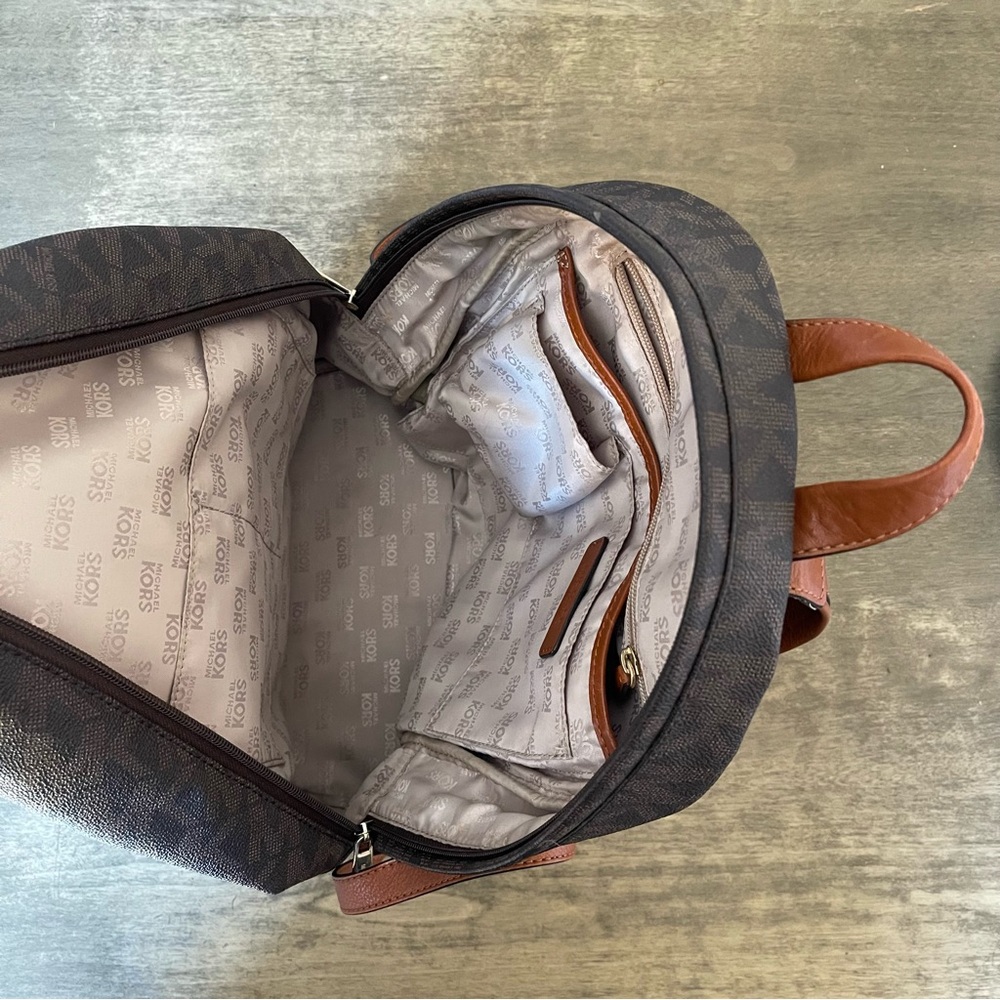 Michael Kors Dark Brown Monogram large Backpack - Picture 15 of 16